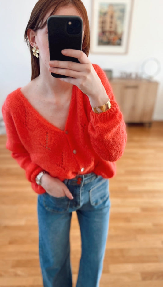 Cardigan corail