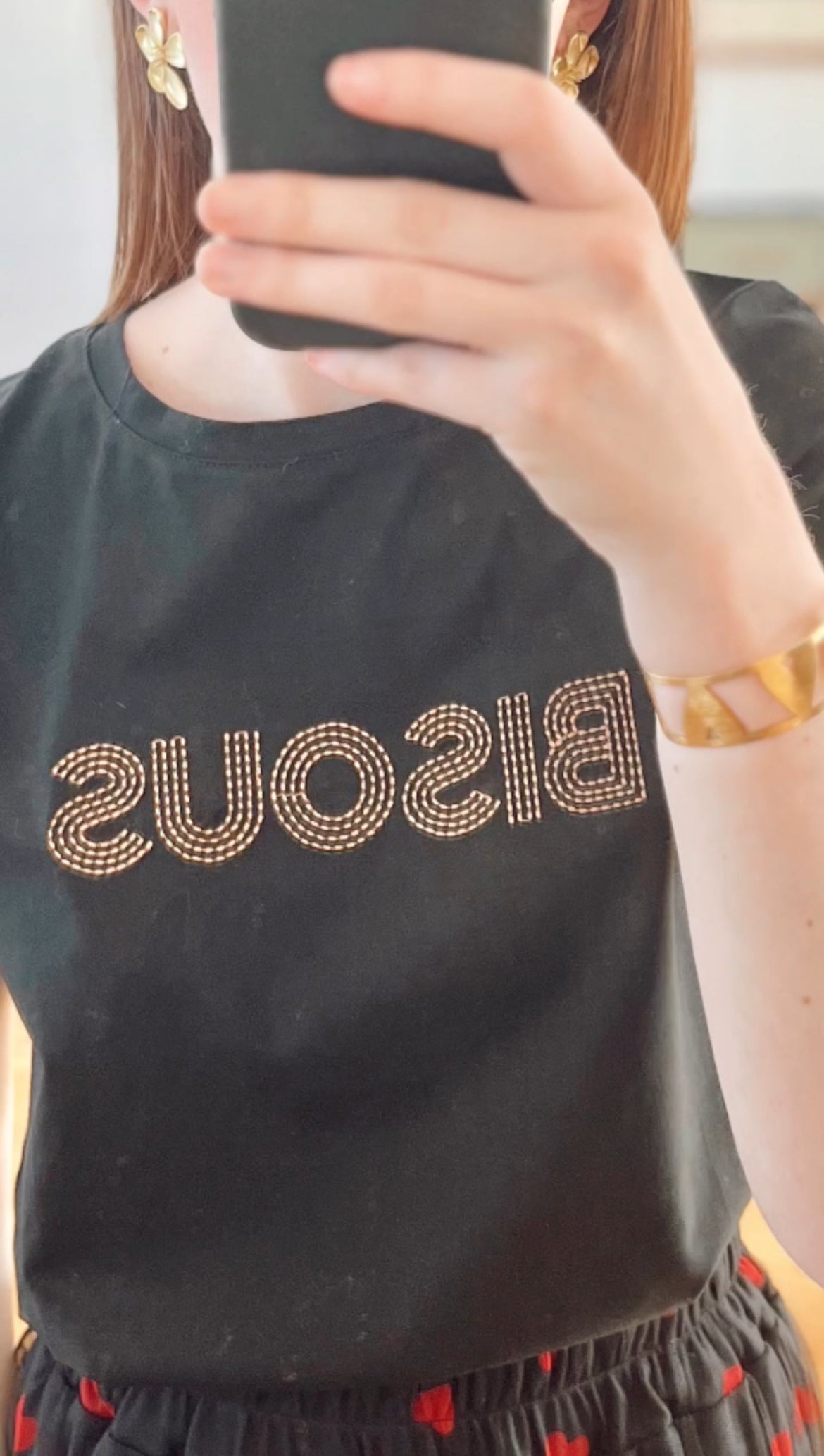 Tee-shirt bisous noir