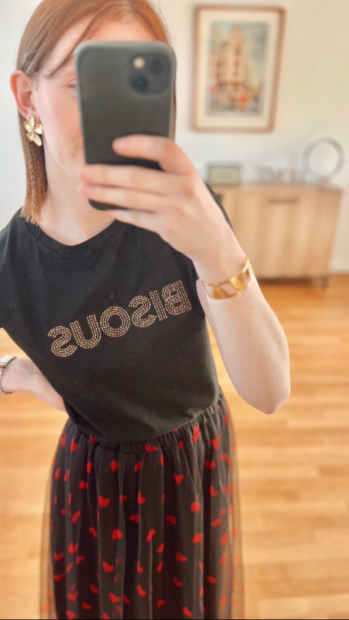 Tee-shirt bisous noir