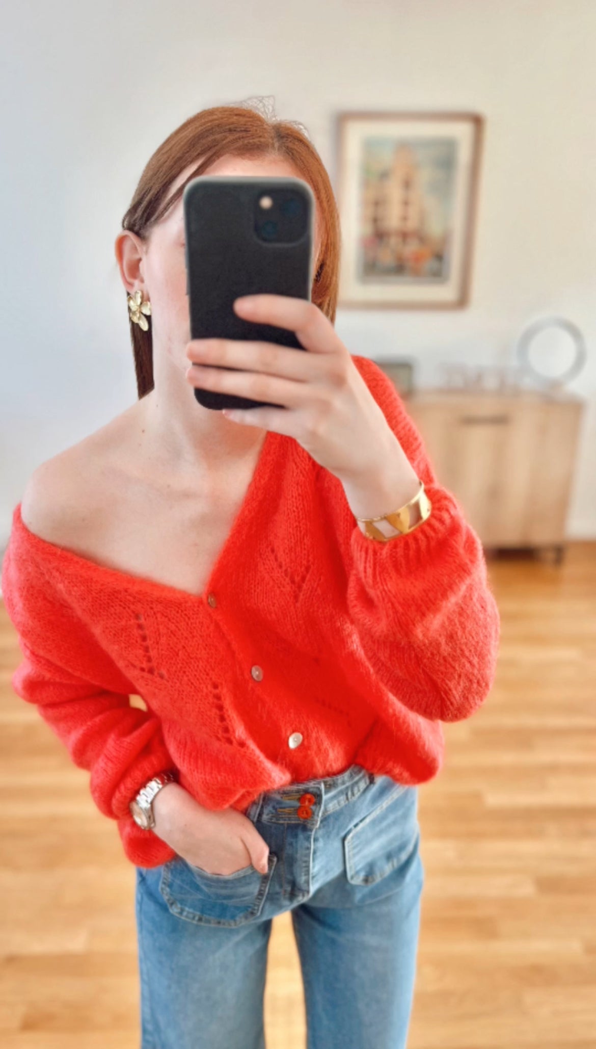 Cardigan corail